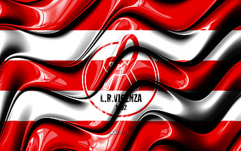 LR Vicenza flag, , red and white 3D waves, Serie A, italian football club, LR Vicenza, football, LR Vicenza logo, soccer, Vicenza FC HD wallpaper