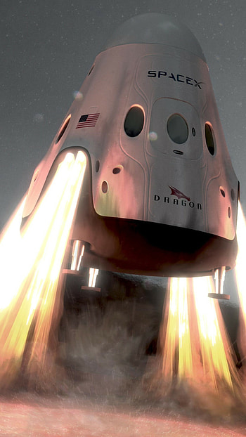 SpaceX ship red dragon, Mars space HD phone wallpaper