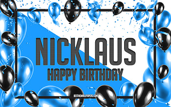 Happy Birtay Nicklaus, Birtay Balloons Background, Nicklaus, with names, Nicklaus Happy Birtay, Blue Balloons Birtay Background, Nicklaus Birtay HD wallpaper