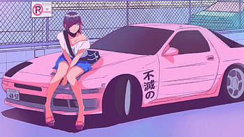 Retro Synthwave Vibes With A Girl And Her Car Pink Horizon, synthwave, artist, artwork, digital-art HD wallpaper