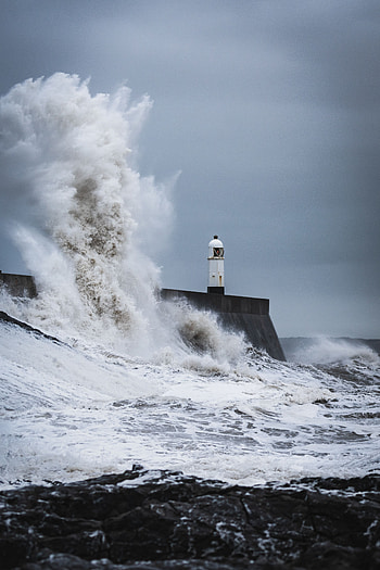 Nature, Water, Sea, Waves, Spray, Lighthouse, Storm HD phone wallpaper