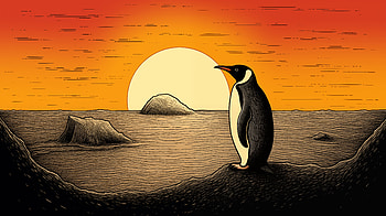 Penguin Sunset Silhouette, penguin HD wallpaper