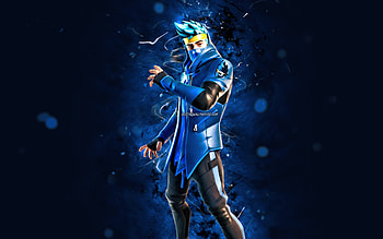 Mask On Ninja, , blue neon lights, Fortnite Battle Royale, Fortnite characters, Mask On Ninja Skin, Fortnite, Mask On Ninja Fortnite HD wallpaper