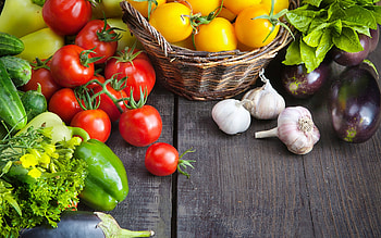 Fruits and vegetables , Tomato and eggplant, Food illustration, Home decor HD wallpaper