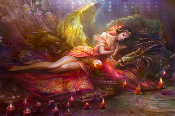 Princess and Dragon, art, beautiful, girl, woman, digital, pretty, cg, fantasy, dragon, princess HD wallpaper