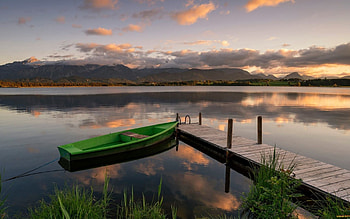 Boat by Pier, pier, boat, twilight, lake HD wallpaper