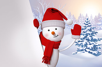 Happy Holidays!, winter, white, craciun, snowman, christmas, red, card, scarf, hat HD wallpaper