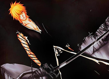 Ichigo Kurosaki, ichigo, sword, orange hair, blade, bleach, lone, anime, kurosaki ichigo, weapon, male, spiky hair HD wallpaper