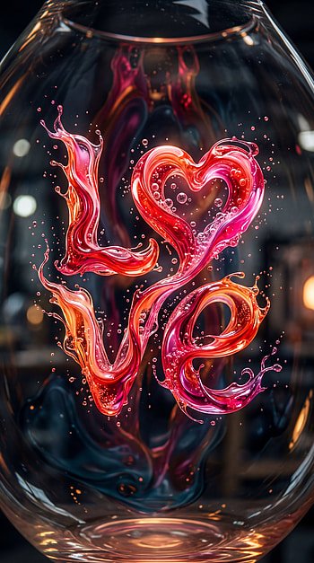 Liquid Love — Neon Heart, Glass HD phone wallpaper