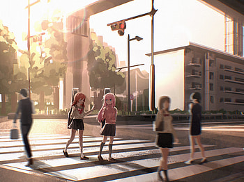 Bocchi the Rock! : Hitori Gotou & Ikuyo Kita in Urban Sunset Scene, Hitori Gotou, Ikuyo Kita, Anime, Bocchi the Rock! HD wallpaper