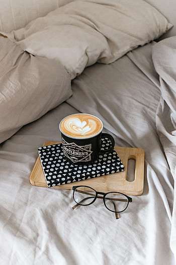 Miscellanea, Miscellaneous, Cup, Book, Bed, Cappuccino, Glasses, Spectacles HD phone wallpaper