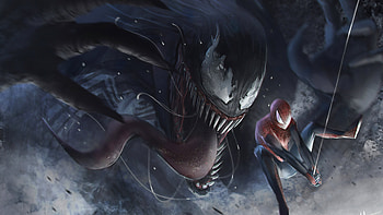Venom Vs Spidery , venom, spiderman, superheroes, artwork, deviantart HD wallpaper