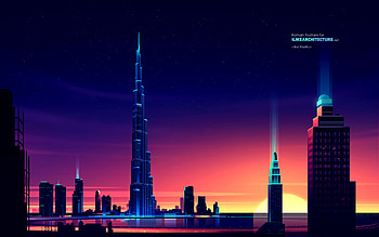 Art, Night, Architecture, City, Vector, Skyscraper, Building HD wallpaper