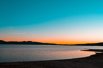 Calm and adorable sky, lake, sunset, nature HD wallpaper