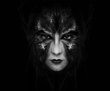 Full of the Moon, white, black, fantasy, eyes, face, lips, hair, female HD wallpaper