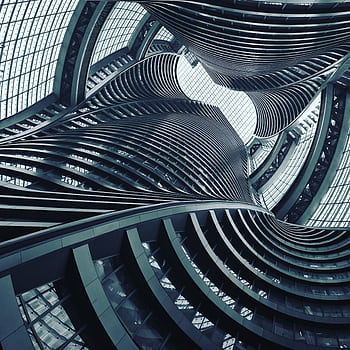 Intricate spiral architecture in Beijing with modern design elements. HD phone wallpaper