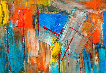 Colorful abstract painting with vibrant textures and dynamic brush strokes. HD wallpaper