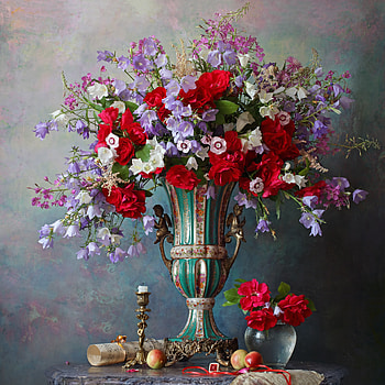 Still life, Roses, Candle, Flowers, Vase HD wallpaper