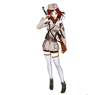 GunSlinGer, uniform, cute, beauty, nice, lady, rifle, maiden, short hair, gun, warrior, female, plain, sexy, sweet, white, hot, girl, beautiful, anime girl, simple, anime, pretty, brown hair, weapon, lovely HD wallpaper