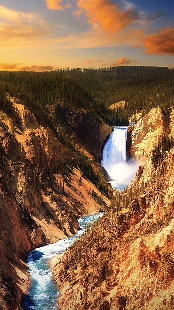 Yellowstone National Park, Sunset clouds, , Scenic beauty HD phone wallpaper