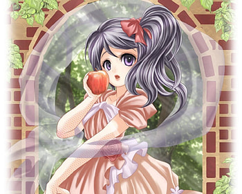 An Apple, sexy, ribbon, hot, cute, girl, long hair, dress, anime girl, anime, fruit, apple, gown, female HD wallpaper