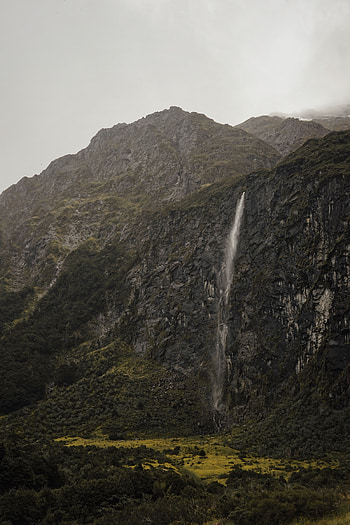 Nature, New Zealand, Waterfall, Fog, Break, Precipice HD phone wallpaper