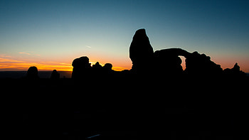 Sunset, Stones, Sky, Dark, Silhouettes, Utah HD wallpaper