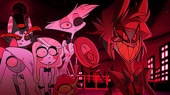 red, Hazbin Hotel, Alastor (Hazbin Hotel), Vaggie (Hazbin Hotel), Angel Dust (Hazbin Hotel) HD wallpaper