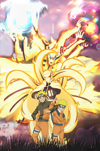 naruto evolution, kidnaruto, kurama, art, barionmode, anime HD phone wallpaper