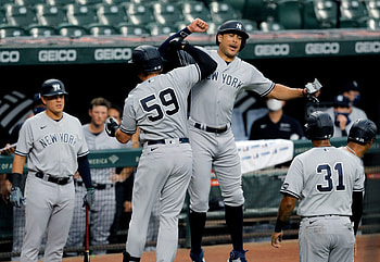 Luke Voit and Aaron Hicks, Giancarlo Stanton HD wallpaper