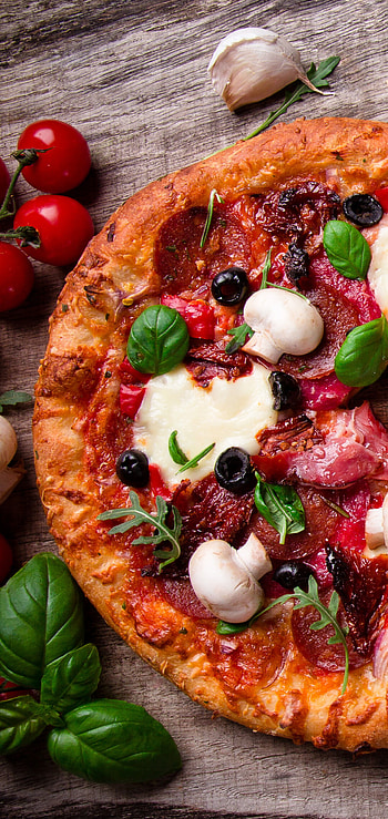 Pizza, Delicious food, Savory toppings, Mouth-watering cuisine HD phone wallpaper