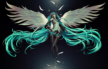Hatsune Miku, wings, anime, art HD wallpaper