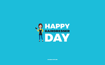 Happy Hairdresser Day, , blue background, Hairdresser profession, greeting card for Hairdresser, Hairdresser Day, congratulations, Hairdresser, Day of Hairdresser HD wallpaper