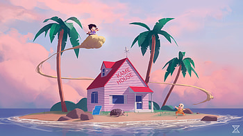 Kame House Flying Nimbus Goku Krillin Dragon Ball HD wallpaper