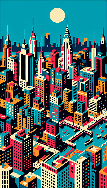 New York City Skyline Art - Mobile, New York, cityscape, skyline, building, illustration HD phone wallpaper