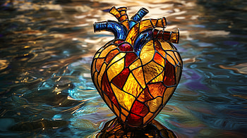 Artistic Stained Glass Heart -, stained glass, heart, artistic HD wallpaper