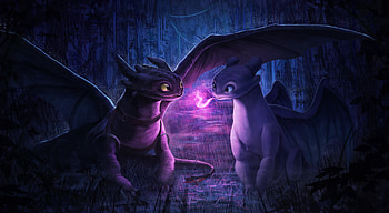 Night And Light Fury Alone Time , night-fury, light-fury, artist, artwork, digital-art, deviantart HD wallpaper