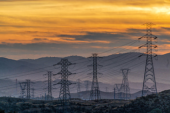 Nature, Sunset, Sky, Mountains, Tower, Wires, Wire, Towers HD wallpaper