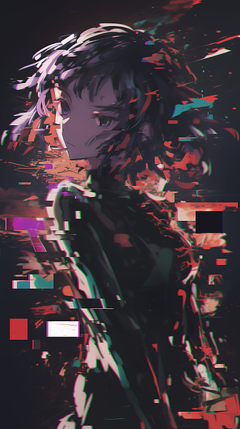 Glitch Noir Anime - This Mystique !, Anime, anime girl, dark anime, glitch art, Digital Art HD phone wallpaper