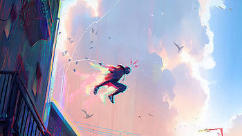 Spiderman Jumping Through Buildings Comic Art , spiderman, superheroes, artist, artwork, digital-art HD wallpaper