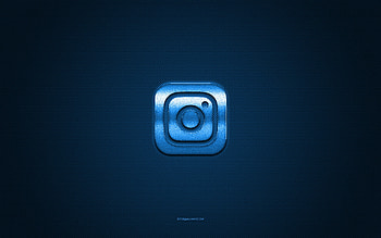 Instagram logo, blue shiny logo, Instagram metal emblem, blue carbon fiber texture, Instagram, brands, creative art, Instagram emblem HD wallpaper