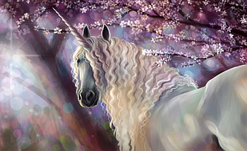 unicorn, purple, spring, fantasy HD wallpaper
