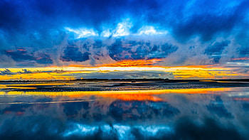 Mirror, sky, nature, reflection, land HD wallpaper