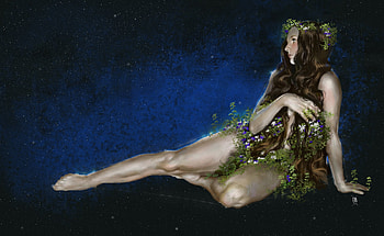 Flora, black, art, girl, giih, summer, fairy, fantasy, flower, luminos, vara HD wallpaper