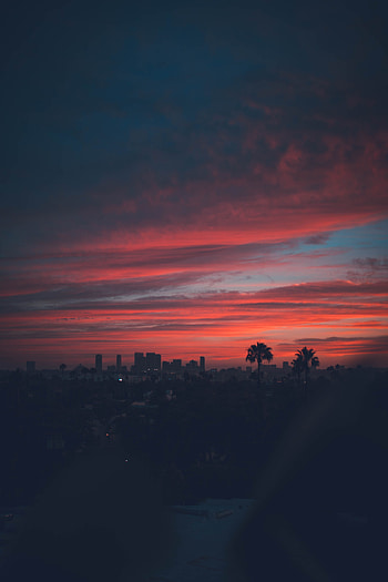 Sunset, Twilight, City, Horizon, Dark, Dusk, View HD phone wallpaper