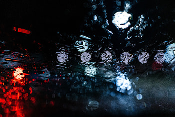 Rain drops, bokeh, lights, night HD wallpaper