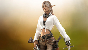 A Bad Girl Elf, fantasy, guns, girl, elf, belt, woman HD wallpaper
