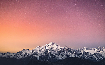 Landscape, Nature, Mountains, Twilight, Snow, Starry Sky, Dusk HD wallpaper