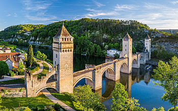 Old Bridge, aerial, river, gate, bridge, road HD wallpaper
