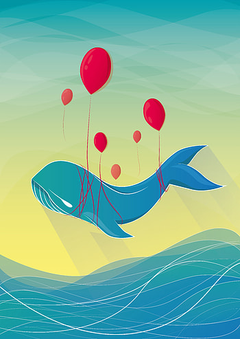 Art, Balloons, Vector, Flight, Whale, Air Balloons HD phone wallpaper